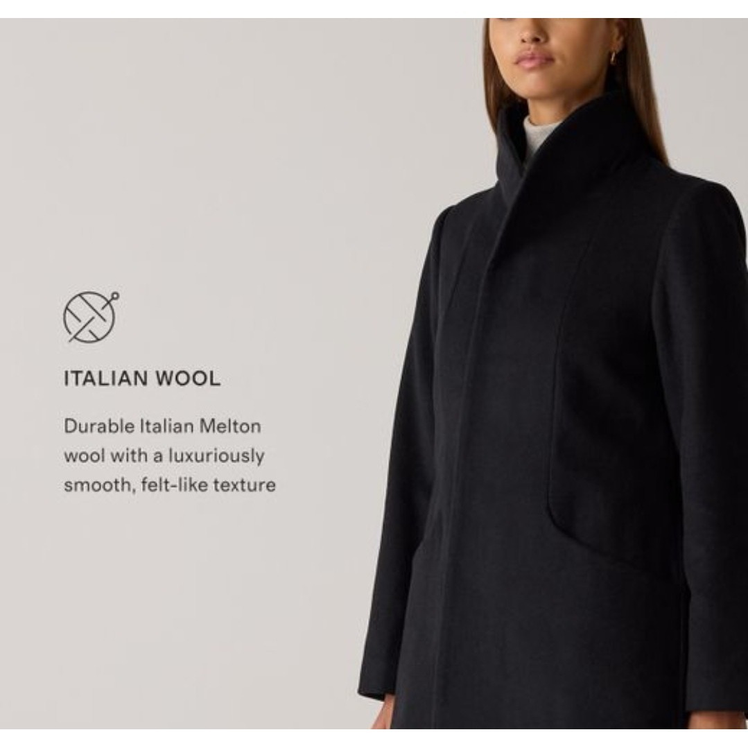 Quince Italian Wool Womens Size M Nwot Cocoon Coat Black Quiet Luxury Capsule